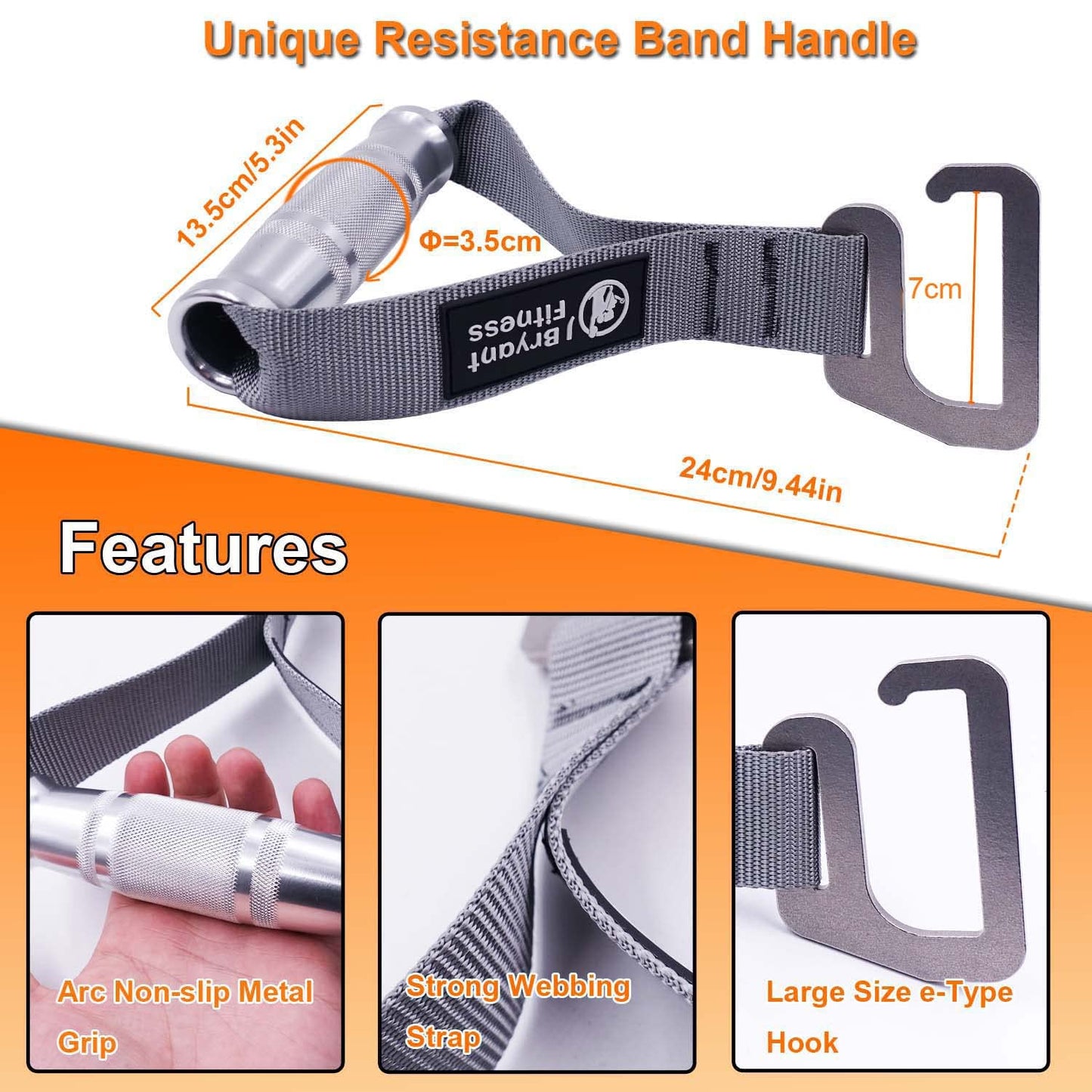 J Bryant Fitness Heavy-Duty Resistance Band Bar with 2 Resistance Bands, E-Shaped Hook Design, 500lb Load Capacity, Anti-Slip Surface, Carry Bag Included, for Strength Training and Fitness