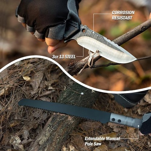 HUZSV Survival Shovel Multitool with Axe 28 in 1 Unbreakable Tactical Shovel kit Compact Camping Shovel for Outdoor Caming Hiking Backpacking Emergency