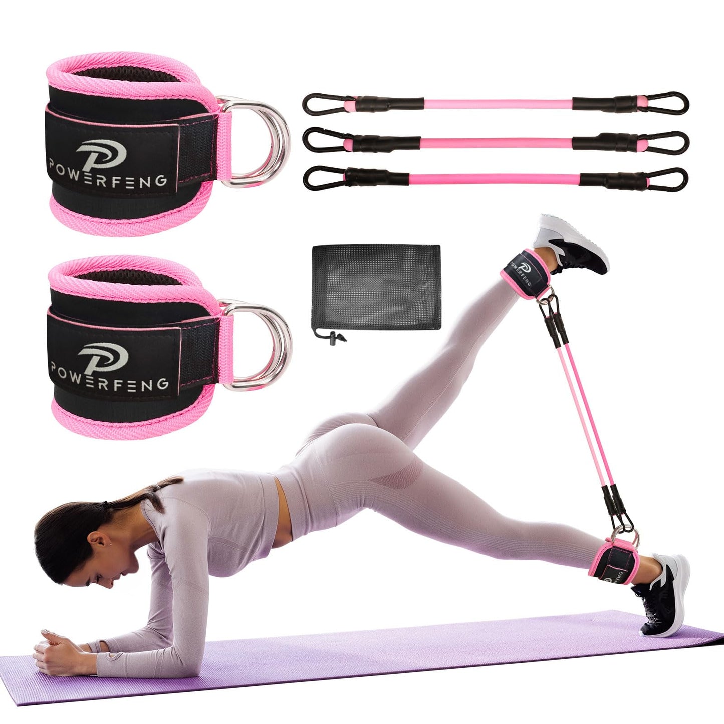 Ankle Resistance Bands with Cuffs: Women Ankle Strap Band for Working Out - Ankle Resistance Bands for Glutes Hip & Leg Butt Training Workout Exercise Equipment