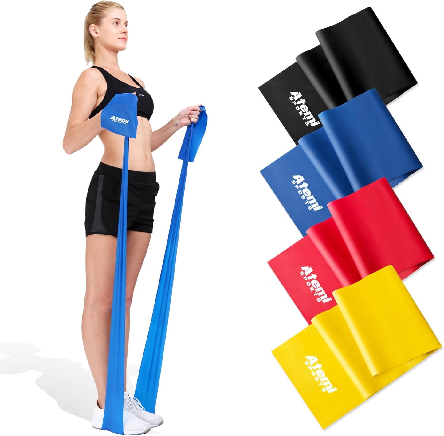 Exercise Bands for Physical Therapy | Resistance Band for Fitness, Yoga, Pilates | Long Resistance Bands for Working Out | Elastic Band for Exercise | Stretch Band