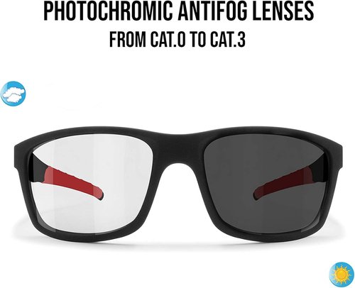 Bertoni Sports Photochromic Sunglasses for Running Ski Motorcycle Golf Cycling - ALIEN Italy Photochromatic