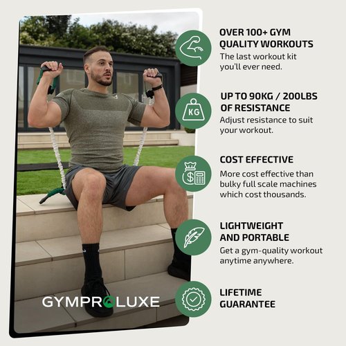 Gymproluxe Original Resistance Bands Bar Set - Exercise Band Set for Home Gym - 198 lbs Workout Band Set - Multi Gym Fitness Equipment for Home Workout