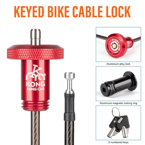 Knog Boa 60 - Bike Cable Lock - Handlebar End Lock - Anti Theft for Mountain/Road Bike Bars (RED)
