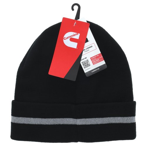 Cummins Black Cuffed Beanie with Reflective Stripe