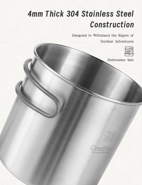 CretFine Camping Pots and Pan Set Stainless Steel Mess Kit with Camping Dishes 15pcs for one or Two Camp Pans Set Pot Set Military Mess Kit- Survival Cookware Backpacking Cooking Kit for Tavel, Camp