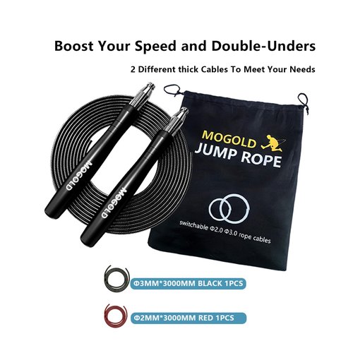 Mogold Speed Jump Rope for fitness Men Women- Self-Locking Design for Quick Adjustment, 360-Degree Spin, Crossfit Jump Rope for the Ultimate Workout Experience