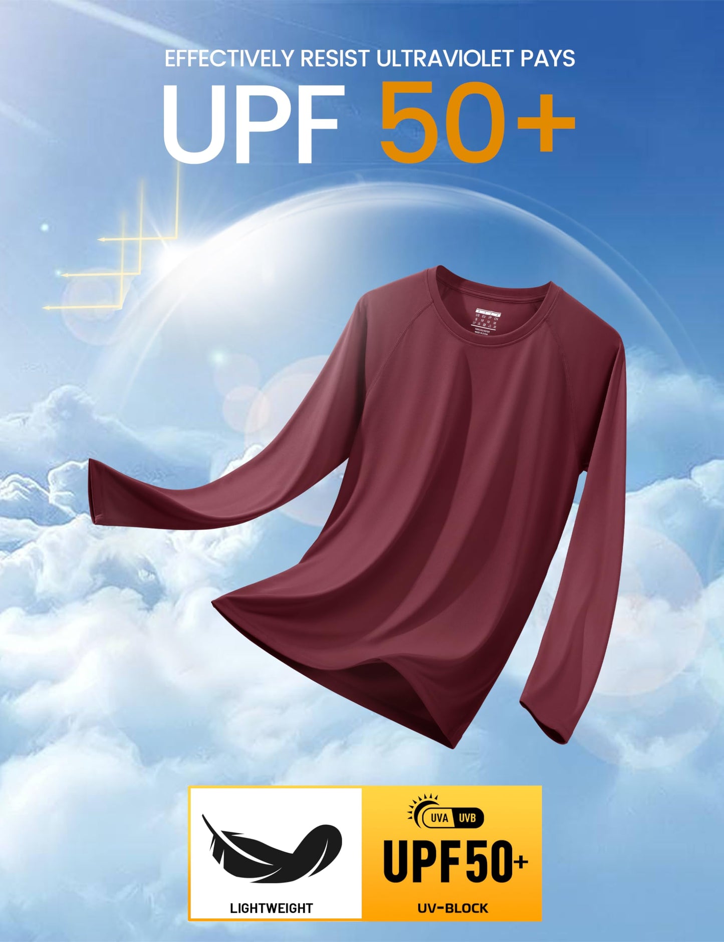 Fishing Shirts for Men Long Sleeve Men Quick Dry Rash Guard Thermal Shirts UV Protection Clothing Sun Protection Summer Shirts for Men Wine