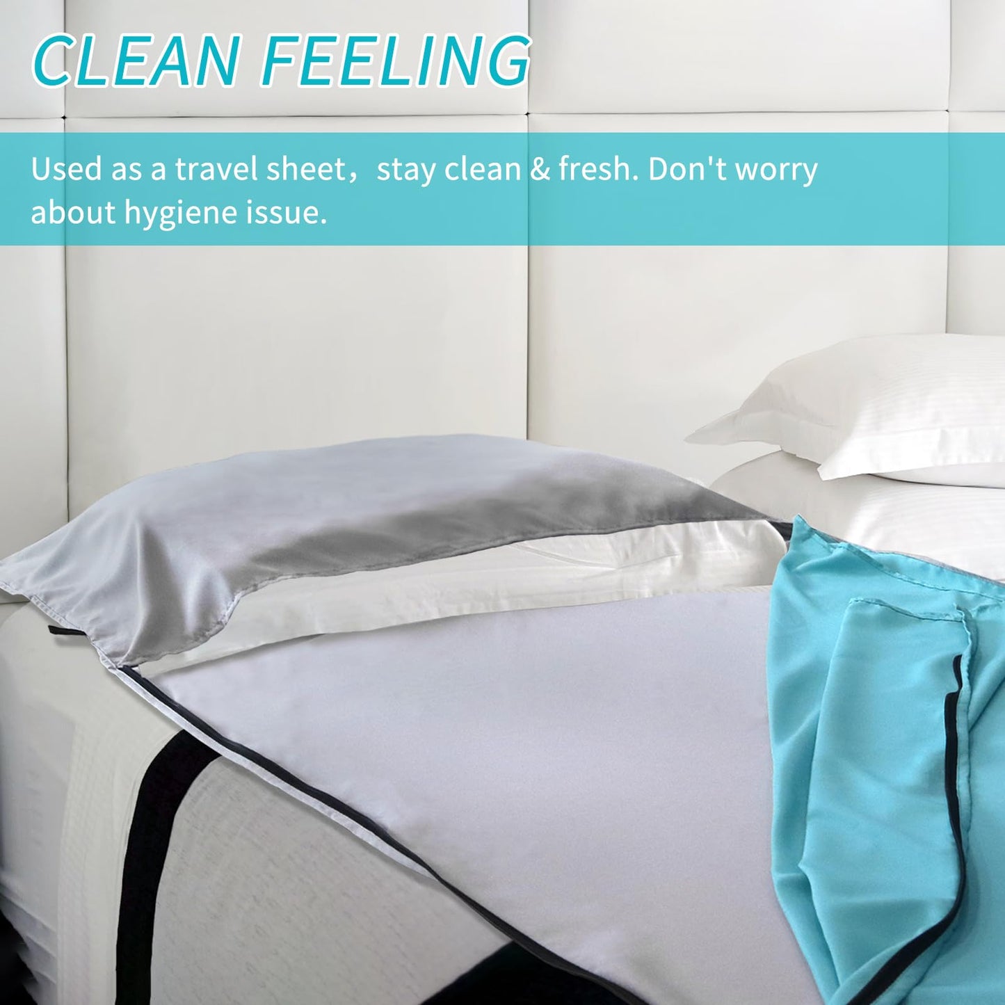 NewDoar Sleeping Bag Liner 215 * 85cm Portable Lightweight Travel Sheet with Pillow Slot Ultralight Soft Camping Sleeping Bag Liner Pongee Fabric for Camping Hiking Backpacking Hotels Hostels
