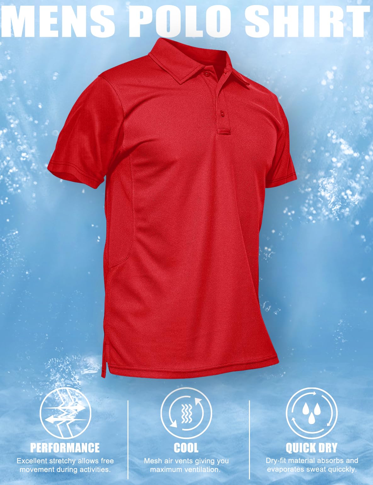 MAGCOMSEN Mens Golf Polo Shirts Short Sleeve Shirts Golf T Shirts for Men Casual Shirts Fishing Shirts Work Shirts Quick Dry Shirts Summer Shirts Golf Polo Shirts for Men