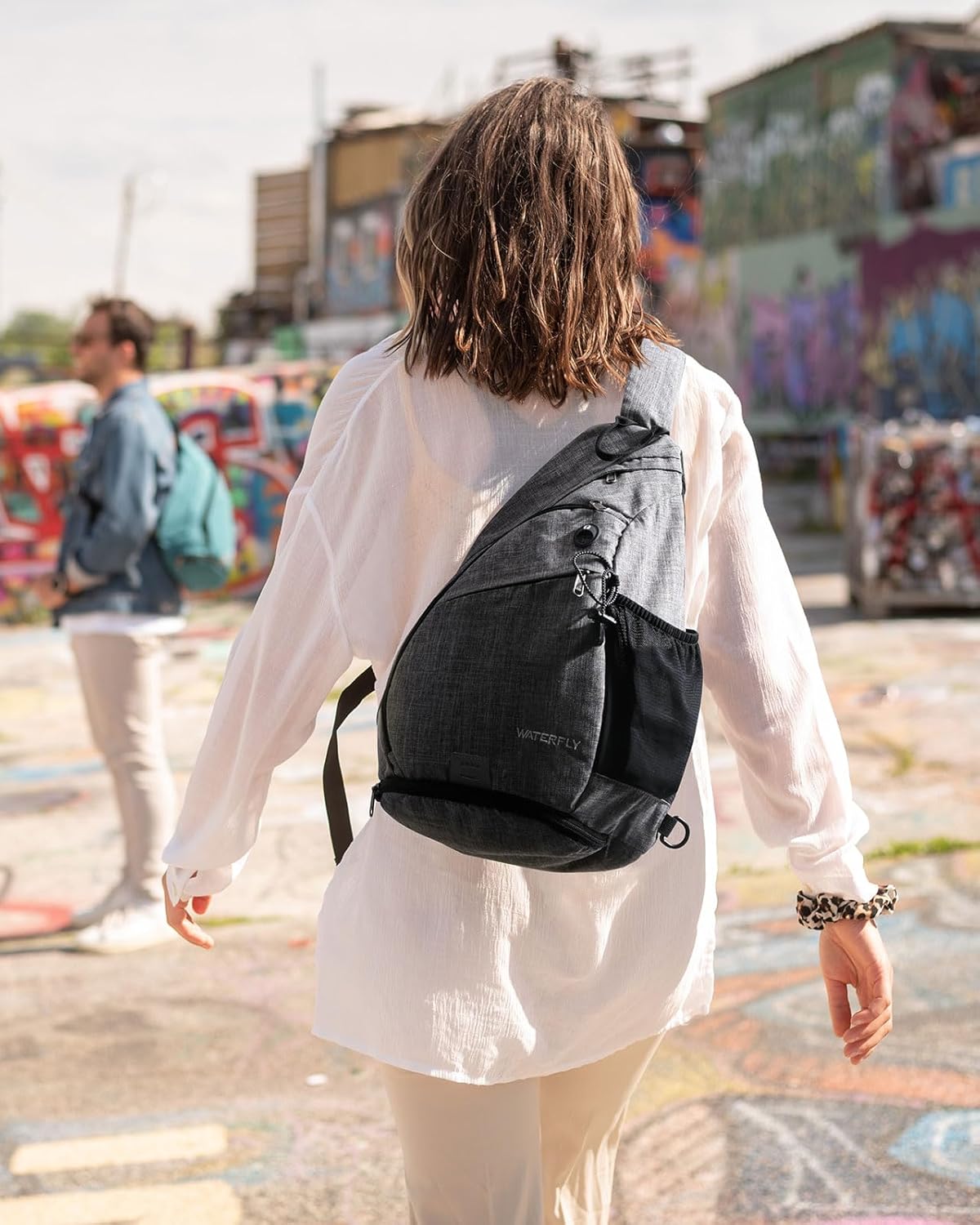 WATERFLY Large Crossbody Sling Bag: Over Shoulder Backpack Daypack Casual Cross Chest Side Pack