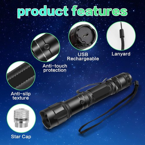 Long Range Laser Pointer, Rechargeable Green Flashlight Laser Pointer High Power for TV/LED/LCD Screens, Astronomy, Outdoor Uses, Adventure, Professional Business Gifts