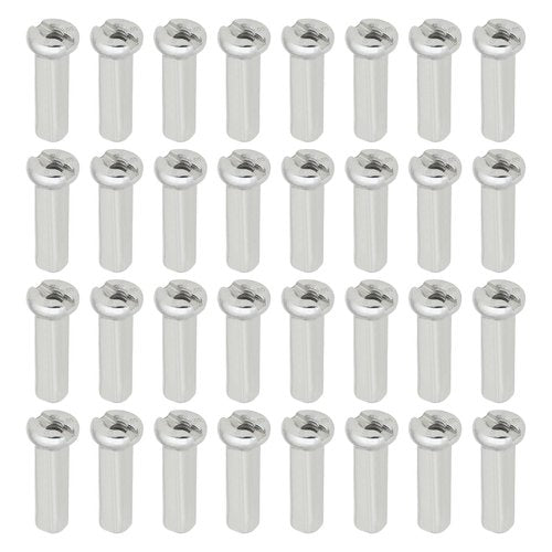 ECSiNG 100Pcs Bicycle Spoke Nipples Fit for 14G / 2mm Dia Spoke Mountain Road Bike Silver Steel 14mm Long Cycling Replacement Accessories