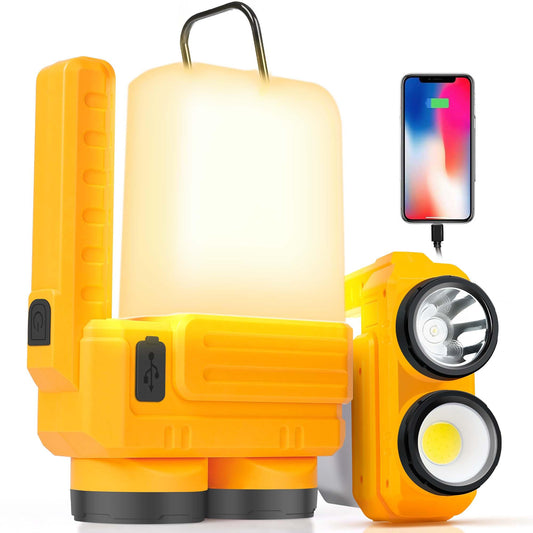 Anhay Rechargeable LED Camping Lantern, Dimmable Lantern Flashlight with Hook, Waterproof Spotlight for Hurricane Emergency, Outdoor, Hiking and Home, USB Cable Included