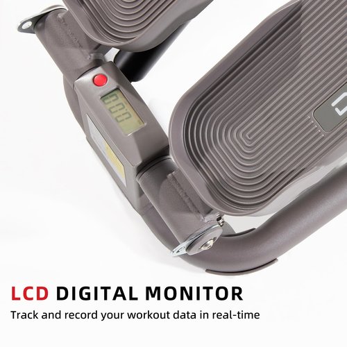 DHT Steppers for Exercise at Home, Mini Stair Stepper with Resistance Band, Workout Equipment with LCD Monitor, Fitness Stepper for Cardio Full Body Workout, for Home Gym(No Resistance Adjustment)