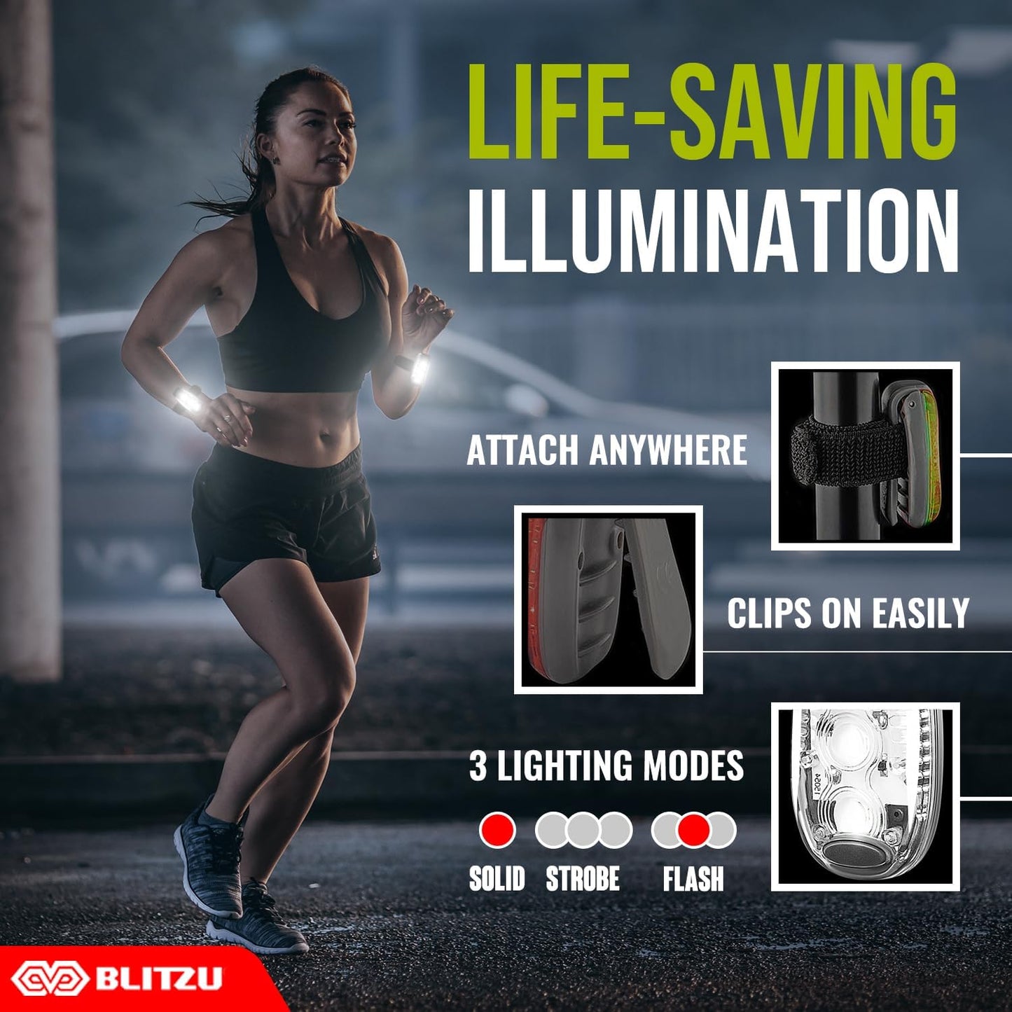 4 Pack LED Safety Light, Clip on Reflective Gear Lights for Walking at Night, Running, Jogging, High Visibility Strobe Light Accessories for Runners, Kids, Hiking, Kayak, Cycling, Camping, Boat