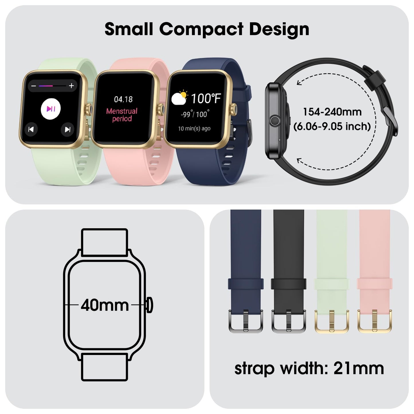 Imzuc Smart Watch for Women Men, Fitness Tracker Watch with Heart Rate Monitor, Sleep, 5ATM Waterproof Smartwatch Sports Watch Compatible with Android iOS Phones Step Calories Counter