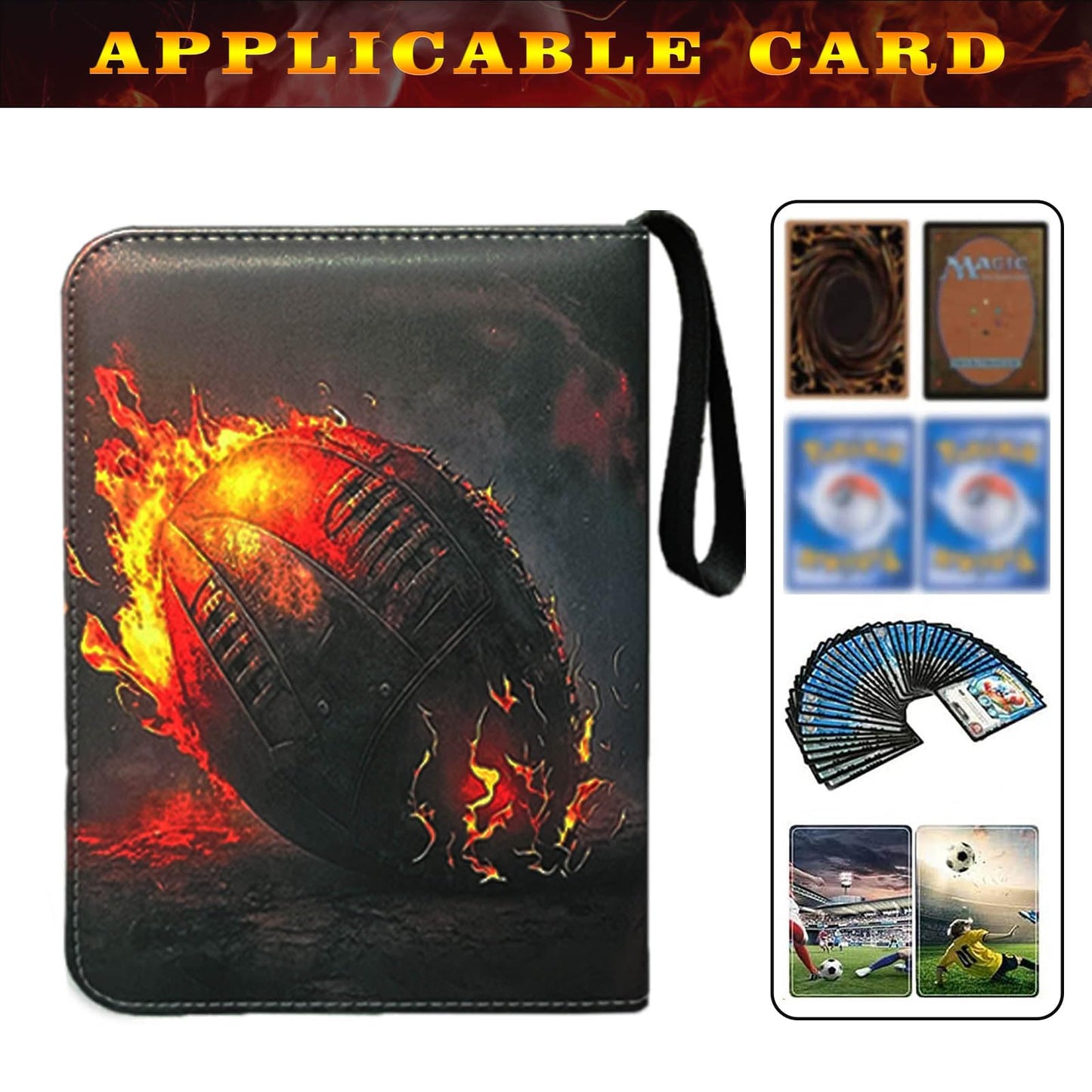 Football Card Binder with Sleeves, 400 Pockets Football Card Holder Protectors Albums, Card Storage Organizer Case Compatible with Trading Card and Other Sports Cards