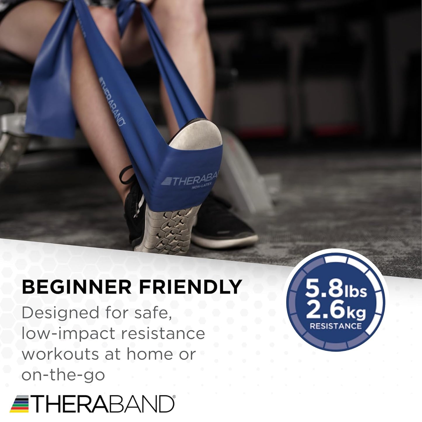THERABAND Resistance Bands Set, Beginner Kit, Yellow, Red, Green, Non-Latex Elastic Bands for Exercise & Physical Therapy, Strength Training Bands for Upper & Lower Body Fitness