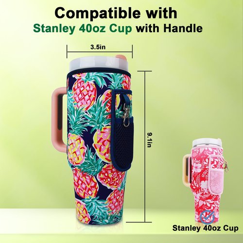 MLKSI 40 oz Water Bottle Carrier Bag for Stanley 40oz Cup, Protective Water Bottle Cover Holder Insulator Sleeve for Stanley 40 oz Tumbler Accessories (without Shoulder Strap)