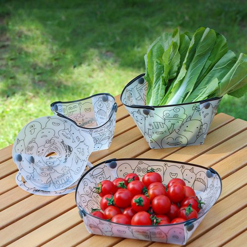 CHENSHUO Collapsible Bowl Plate Set, Portable Camping Tableware, Food Grade Material Free Folding Plate for Outdoor Games, Family Gatherings, Business Trips