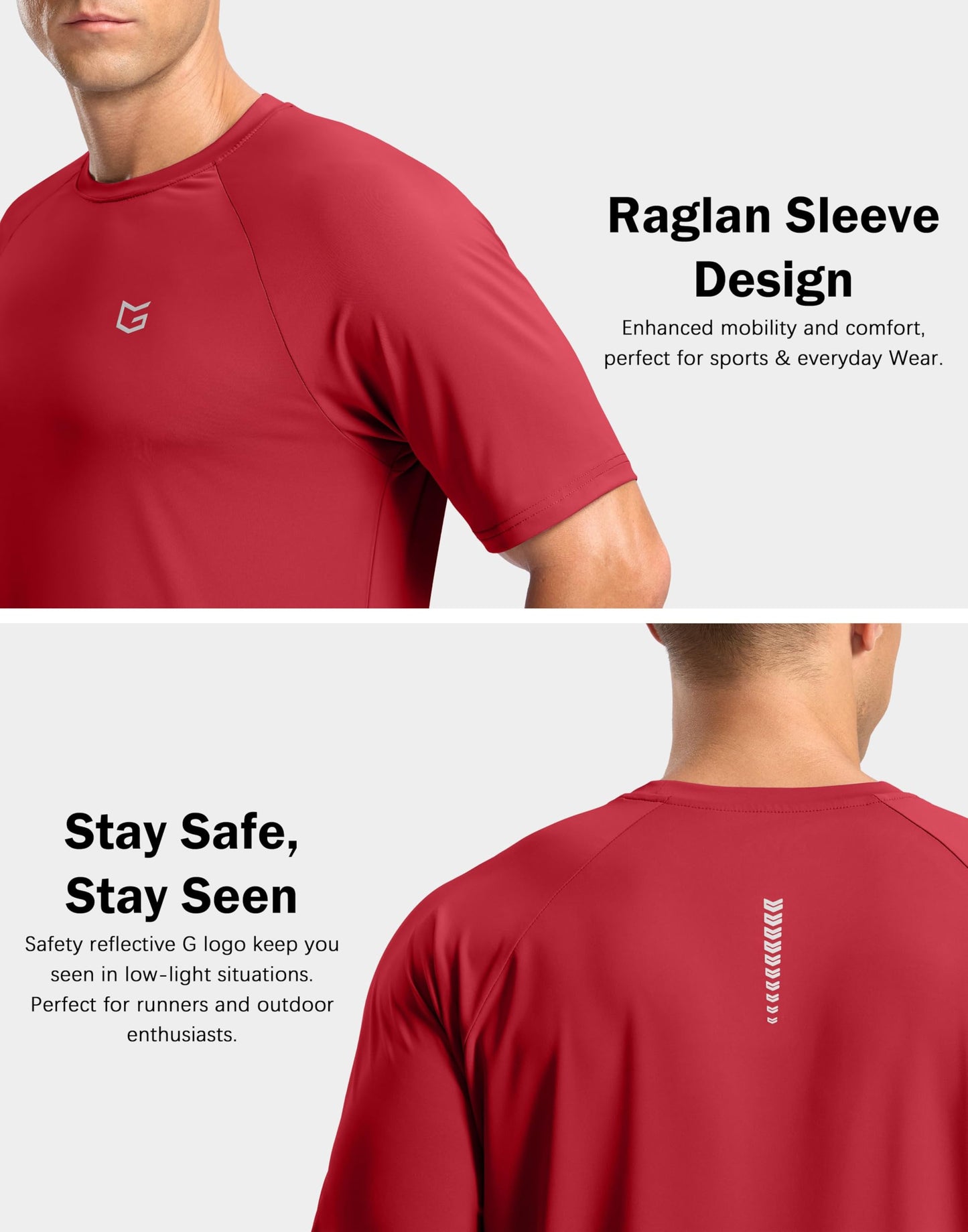 Men's Athletic Workout T-Shirts Moisture Wicking Cooling Running Shirts Short Sleeve Performance Tee for Gym Tennis(Red,XL)