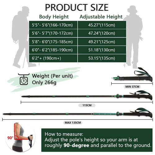 TheFitLife Anti Shock Trekking Poles + Folding Poles Aluminum