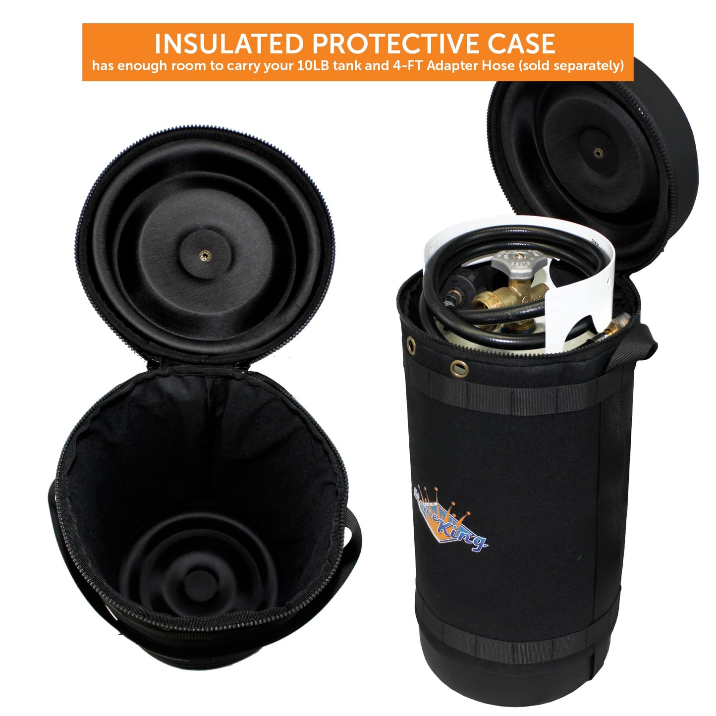 Flame King Gas Hauler for 10LB Propane Tank - Insulated Protective Carry Case for Camping and Outdoor Adventures