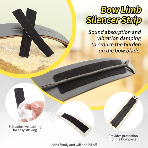 SPG Bow String Silencers for Recurve Bow, Bow String Silencer Set with Fur Arrow Rest Adhesive Bow Limb Silencer Strip for Recurve Bow and Traditional Longbow Perfect Shooting Accessories