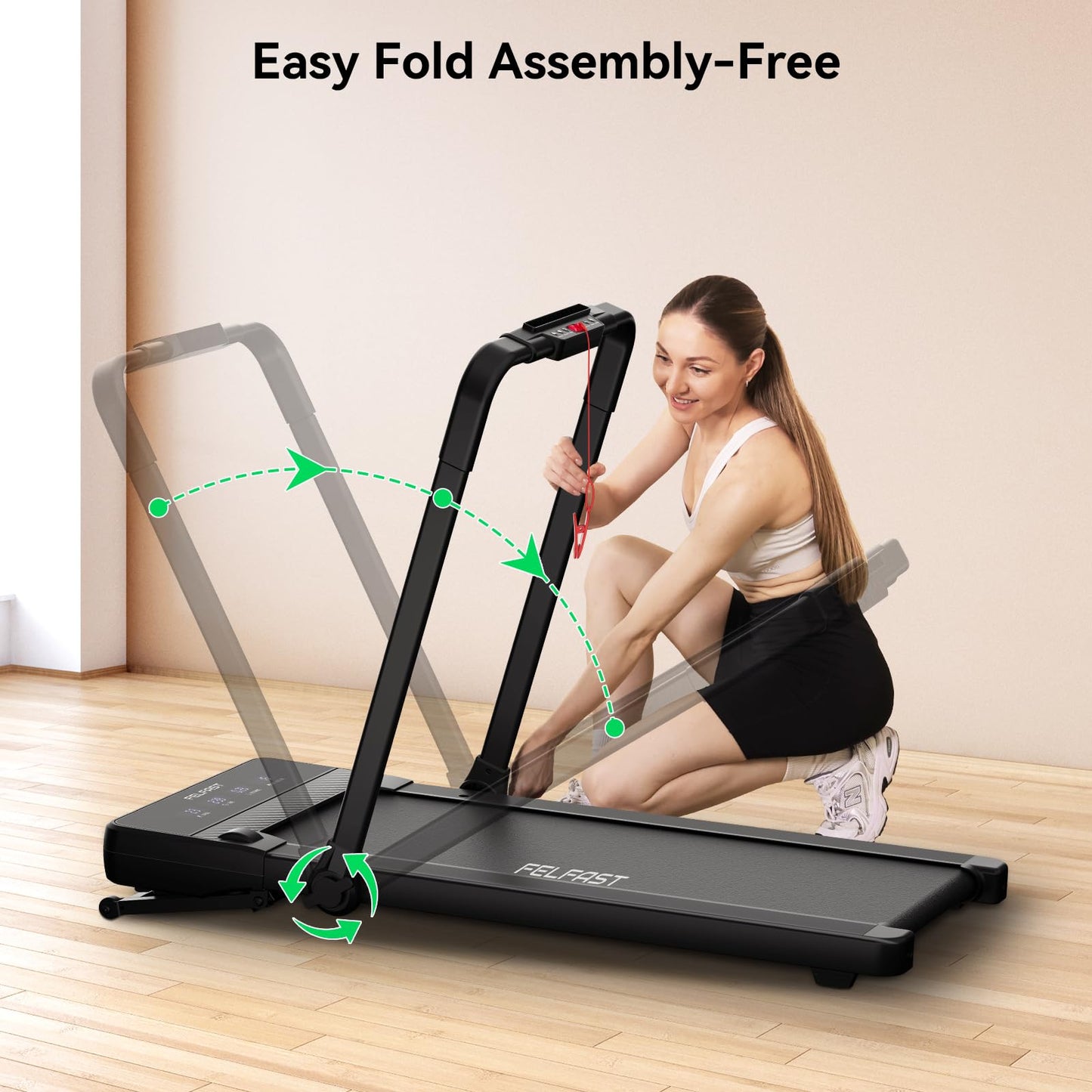 FelFast Walking Pad Treadmill with 15% 9° 8 Level Auto Incline, 2-in-1 Under Desk Foldable w/Remote Control, 12 HIIT Mode, 265 Lbs Max, 7.6 MPH Max, Portable Mini Treadmill for Office Home