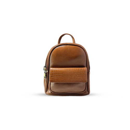 bonahide Genuine Leather Luxury Mini Backpack Multi-functional Elegant Daypack Shopping Travel Leisure (Tan)