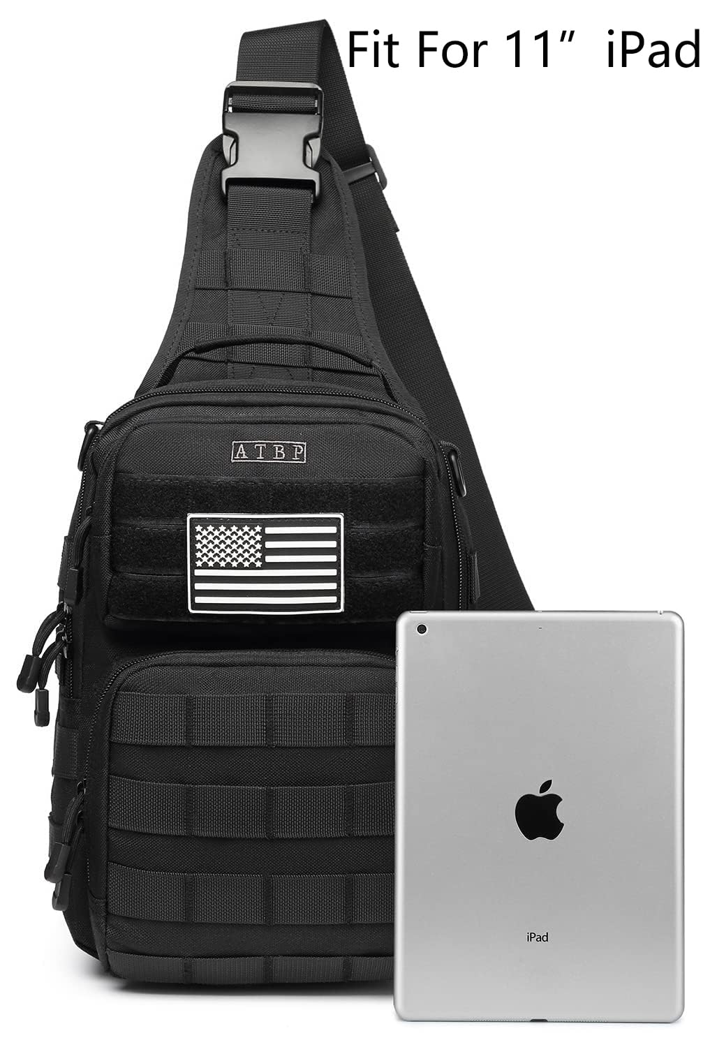 ATBP Tactical Sling Backpack With Holster Military Crossbody Bag for Men Single Shoulder Back Pack 10L