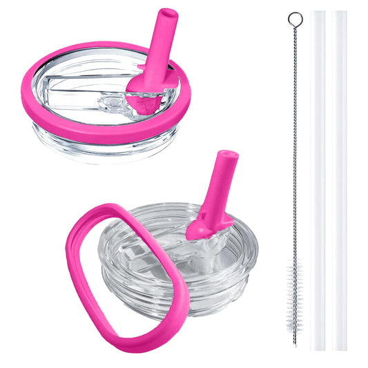 Aooiiysd 2 Pack Stanley Lids 40 oz Leakproof, Replacement Fit for Stanley Quencher H2.0, Spill-Proof Design, High-End Anti-Fall And Heat-Resistant Material (Rose Red)