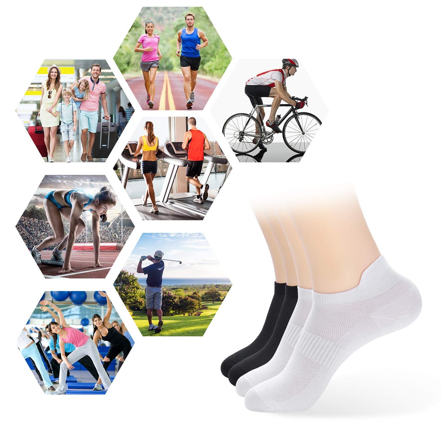 ATBITER Ankle Socks Womens and Men Thin Athletic Running Low Cut No Show Socks With Heel Tab 6/12-Pairs