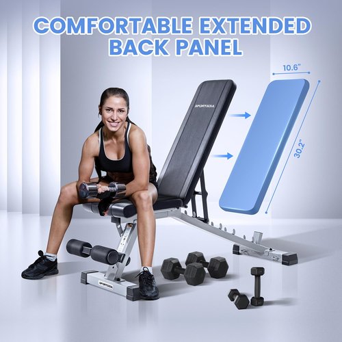 SPORTSOUL Adjustable Weight Bench Heavy Duty Fitness Bench For Weight Training, Home Gym Bench, Weightlifting and Strength Training, Upgraded Breathable Leathaire Bench Material, Black