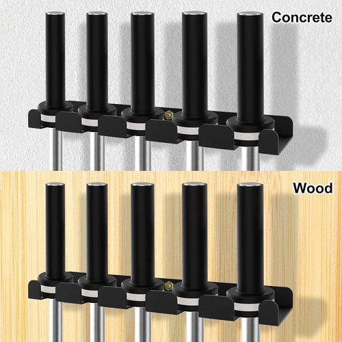 KSWLOR Barbell Storage Rack, Heavy Duty Vertical Hanging Barbell Rack, Wall Mounted Barbell Holder, Olympic Wall Mount Barbell Holder Space Saving Bar Holder Suitable for Garage, Gym, Home Fitness (5 hook black)