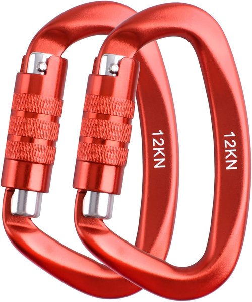 Azarxis Carabiner Clips, 12 25 kN Aluminium D Ring Heavy Duty Lightweight Caribeaners for Hammock, Camping, Hiking, Outdoor, Gym, Dog Leash, Backpack, Harness