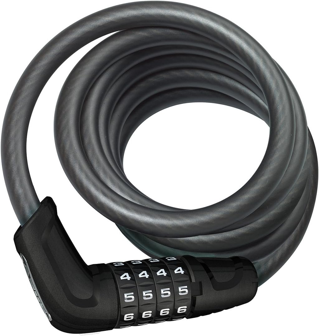 ABUS 6 Series Combo Coil Cable Lock, Black, 185cm/12mm