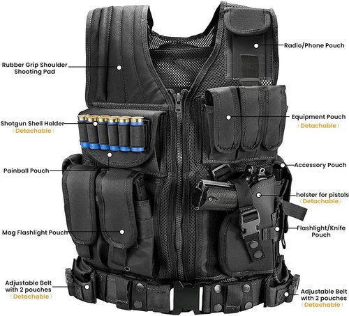 Marmot Tactical Vest Durable Mesh Vest with Detachable Belt & Holster for Subcompact/Compact/Standard Pistol