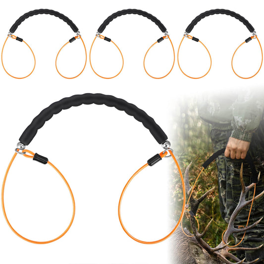 4 Pcs Deer Sled Deer Drag and Harness 43.3" Lightweight Portable Wirerope Cinch Hunting Accessories with Thick Foam Handle Hunting Gear Accessories Gifts Works with Bucks Does