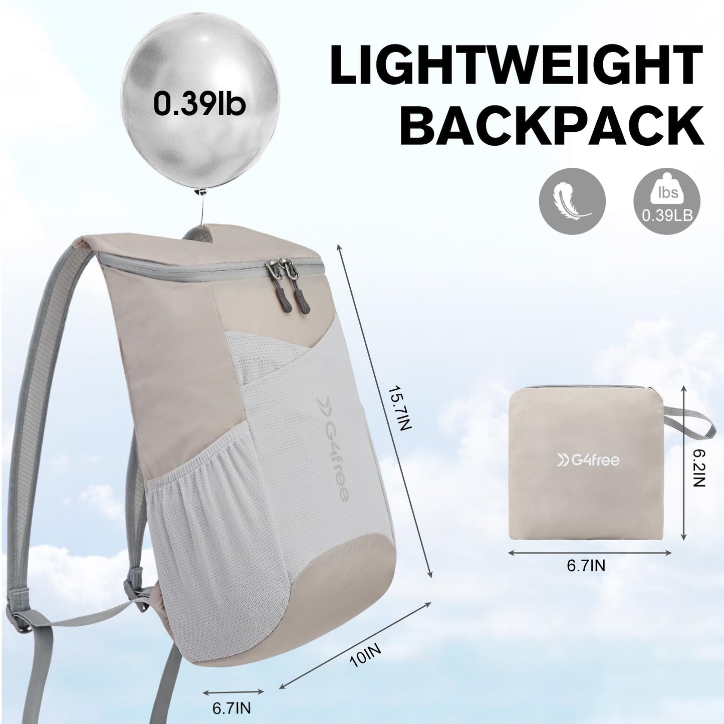 G4Free 11L Hiking Backpack Small Ultra light Packable Backpack Travel Bag for Women Men Casual Outdoor Camping Daypack (Grey)