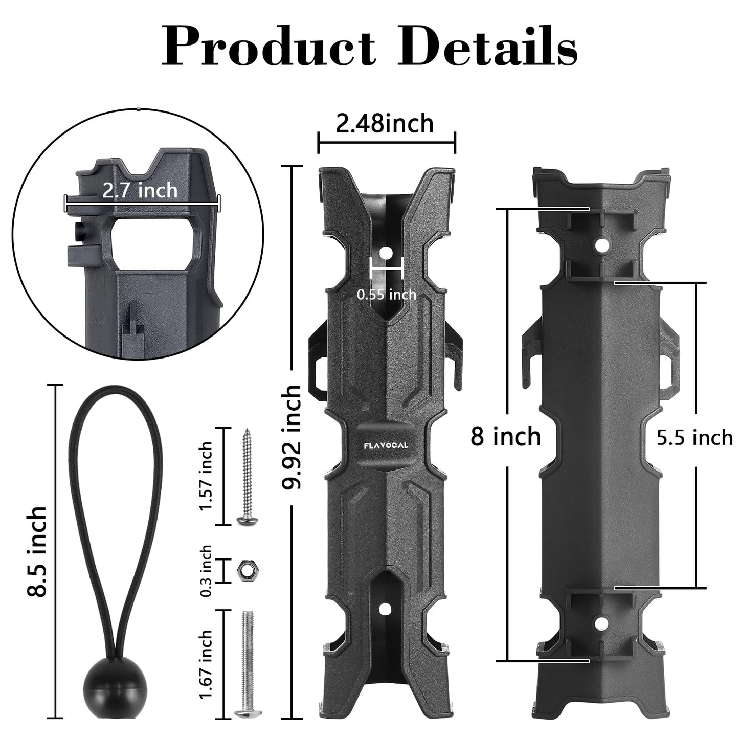6 Pcs Mecha Boats Fishing Rod Holders,Wall Mounted Fishing Rod Holder Bracket Tube for Kayak with Screws,Ball Bungee Cords,Fishing Rod Storage Tubes for Boats,Cooler,Kayak,Crate,Garage,Trailer,Truck