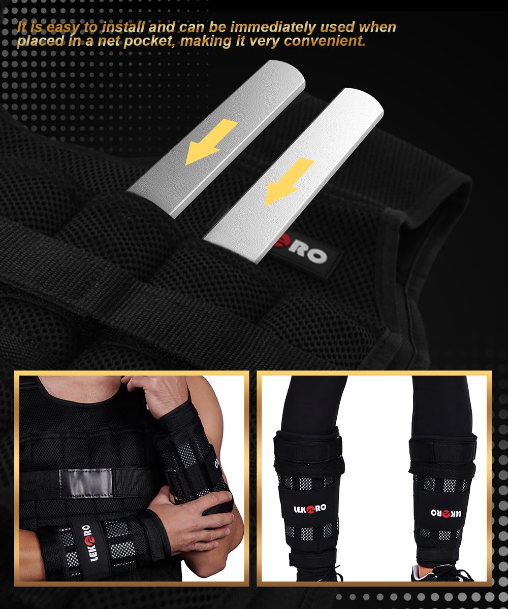 Adjustable Weighted Vest Plates, for Weights Vests or Ankle and Wrist, Workouts, Strength Training, Rustproof, Running, Walking, 0.44 LB/PCS, Total 10PCS(Vest Plates)