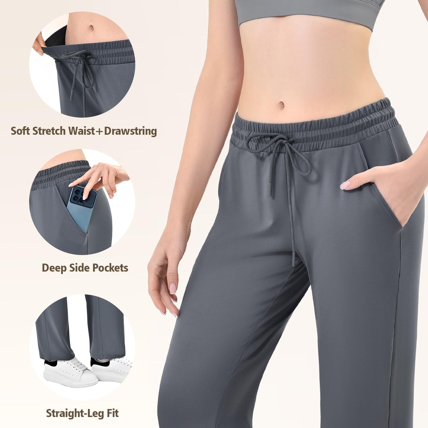 Walifrey Wide Leg Sweatpants for Women, Baggy Track Pants with Poackets Drawstring for Joggers Casual Wear(Black M)