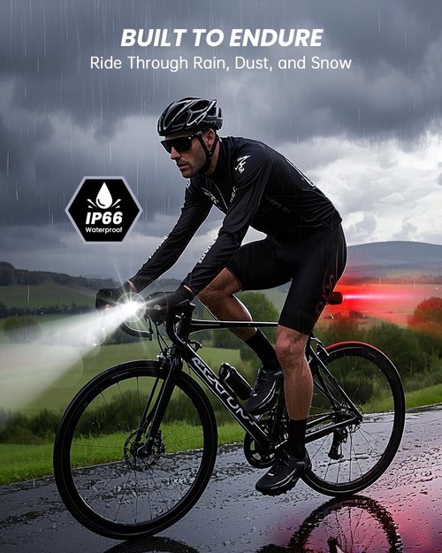 ONVIAN Bicycle Lights Front and Rear for Night Riding, Colorful Rechargeable Bike Light Set with 15 Light Modes 7 Colors, Waterproof Cycling Bike Front and Back for Adults Kids Road Mountain