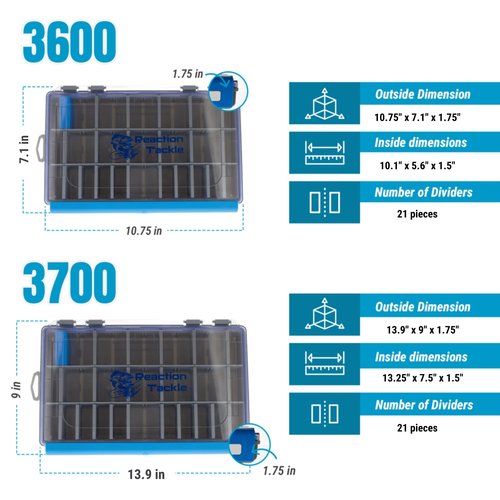 Reaction Tackle UltraSeal Water Resistant Tackle Trays- 3600 2-Pack