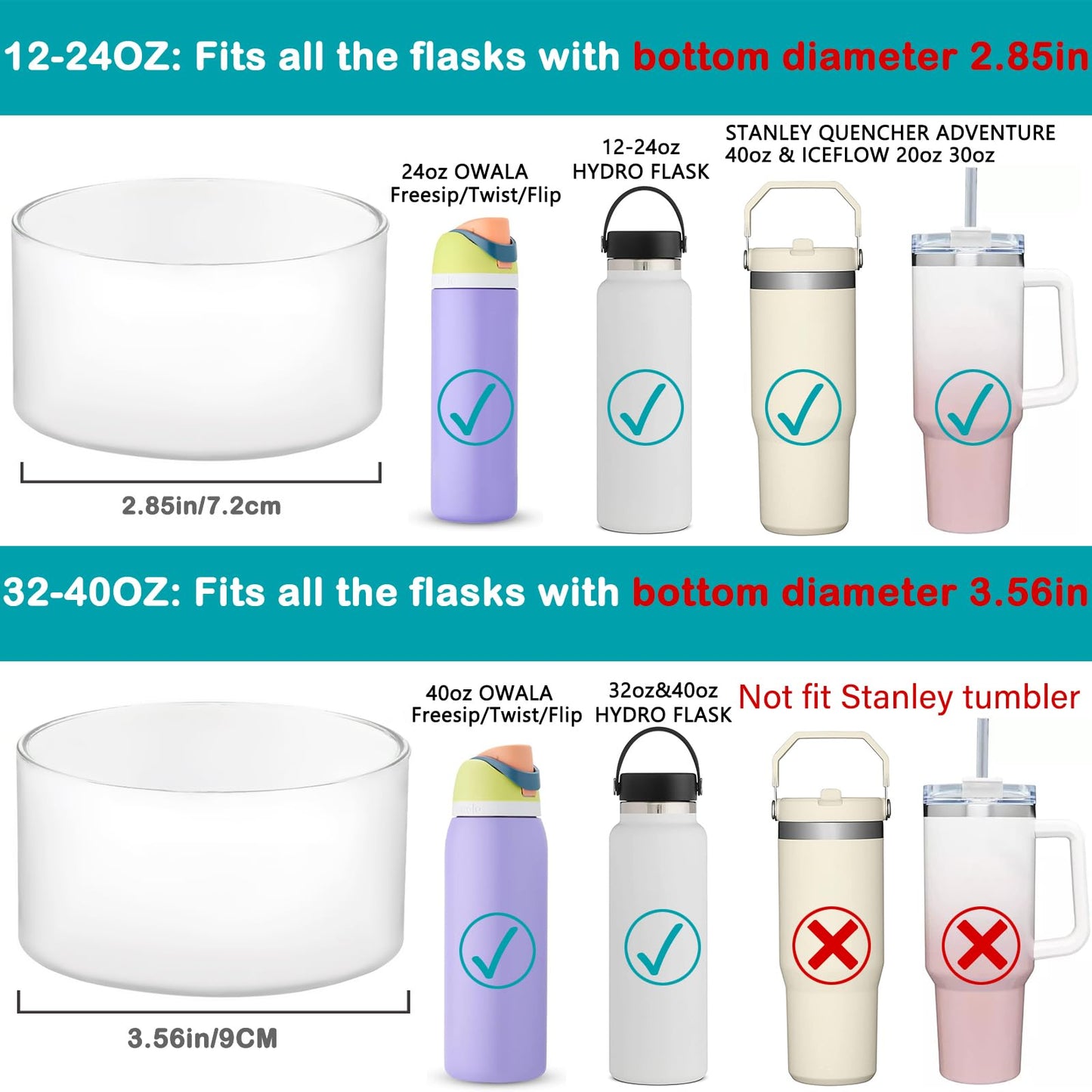HEYSKAY 2pcs Protective Flask Silicone Boot 32oz 40oz for Wide Mouth Hydro Flask Water Bottle Accessories,and Compatible with Yeti,Iron Flask and Other Brand Stainless Steel Bottles