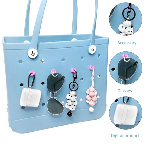 Dairzitv 4 Packs Tassel Hanger for Bogg Bag, Insert Carabiner Key Chain Holder Charms, Accessories for Bogg Bags (pink)