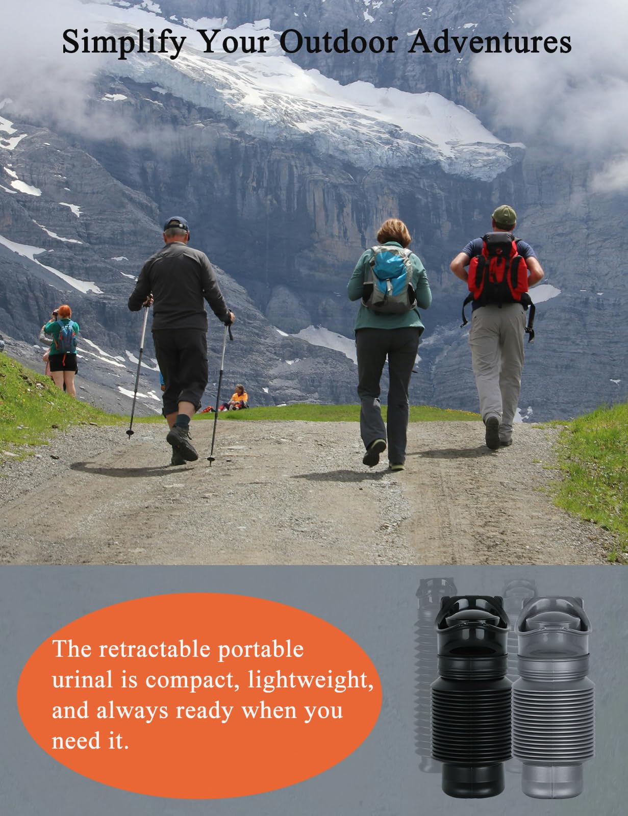 2-Pack 750ml Leakproof Collapsible Pee Bottle for Men with 20 Disposable Black Bags, Reusable Travel Urinals for Men Car, Portable Men's Pocket Toilet for Outdoor (Charcoal Black & Charcoal Grey)