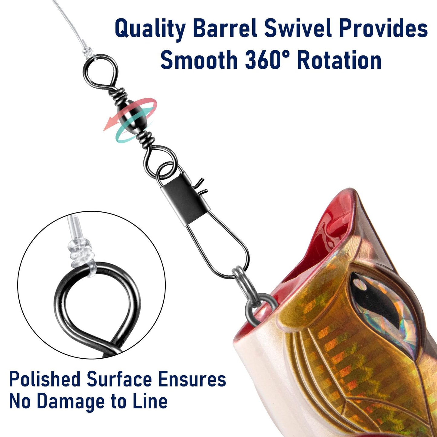 Alwonder 100-Pack Fishing Barrel Swivels with Snaps, Fishing Snap Swivels Fishing Tackle Stainless Safty Interlock Fishing Snaps Lure Hook Connector Clips Freshwater #14