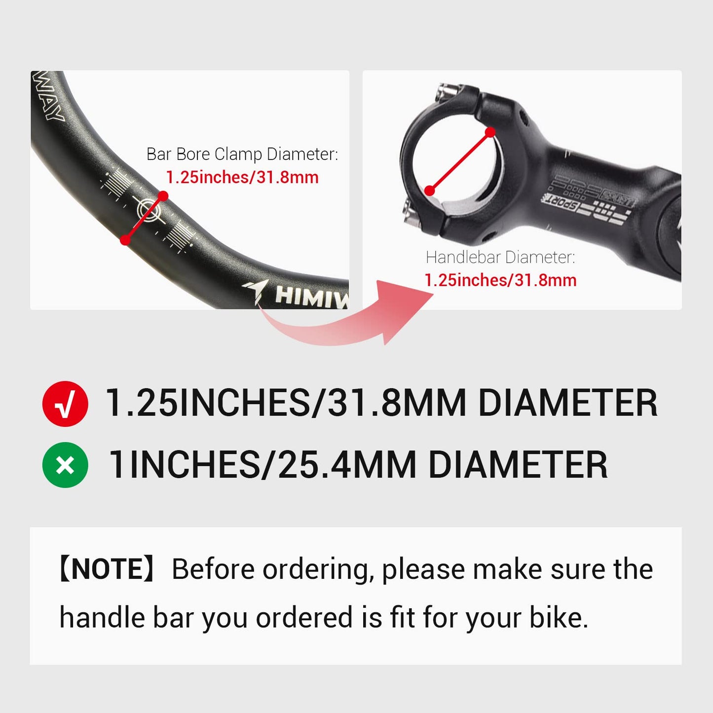 Himiway Mountain Bike Handlebars, Aluminum Alloy Riser Handlebar Mid Rise 50mm Diameter 31.8mm Length 720mm Extra Long Black Bicycle Handlebar for MTB, Road Bikes